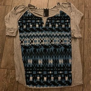 Anthropology light weight embroidered t-shirt